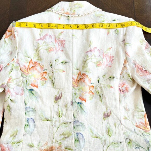 LoveShackFancy Ofra Linen Blazer Cream Burnt Orange Multi Floral Size Small NWT - Picture 14 of 15
